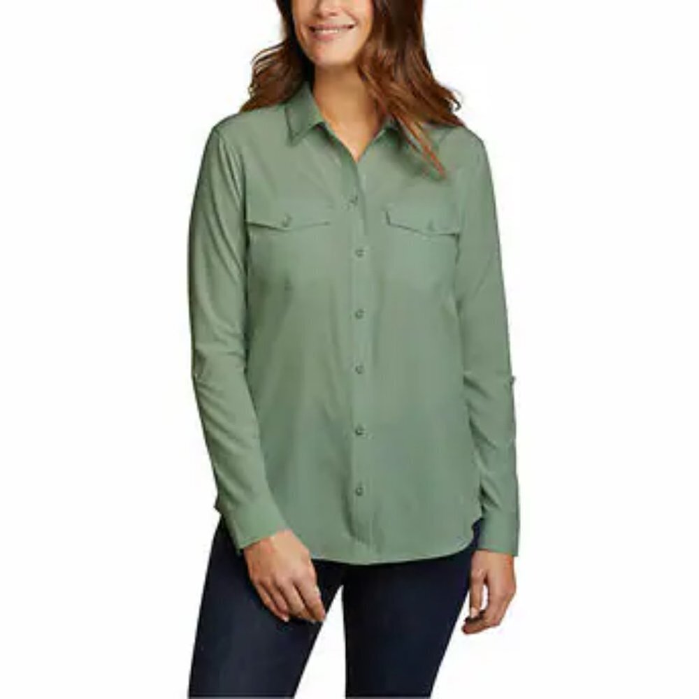NEW Eddie Bauer Women's Departure Shirt | Dark Green